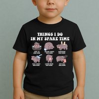 Funny Cute Hippo Moo Deng Things I Do In My Spare Time Meme Toddler T-Shirt