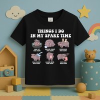 Funny Cute Hippo Moo Deng Things I Do In My Spare Time Meme Toddler T-Shirt