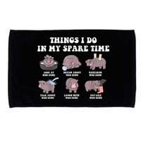 Funny Cute Hippo Moo Deng Things I Do In My Spare Time Meme Microfiber Hand Towel