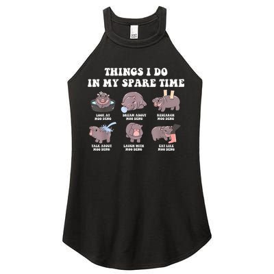 Funny Cute Hippo Moo Deng Things I Do In My Spare Time Meme Women's Perfect Tri Rocker Tank