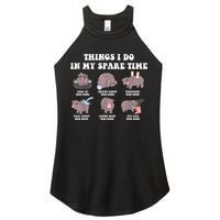 Funny Cute Hippo Moo Deng Things I Do In My Spare Time Meme Women's Perfect Tri Rocker Tank