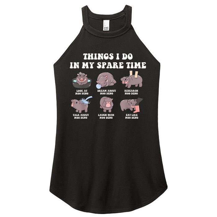 Funny Cute Hippo Moo Deng Things I Do In My Spare Time Meme Women's Perfect Tri Rocker Tank