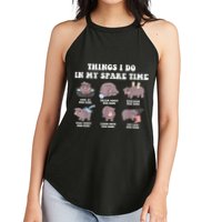 Funny Cute Hippo Moo Deng Things I Do In My Spare Time Meme Women's Perfect Tri Rocker Tank