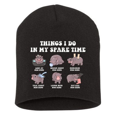 Funny Cute Hippo Moo Deng Things I Do In My Spare Time Meme Short Acrylic Beanie