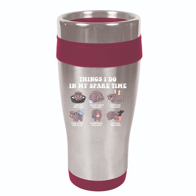 Funny Cute Hippo Moo Deng Things I Do In My Spare Time Meme 16oz Travel Tumbler