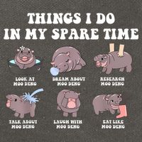 Funny Cute Hippo Moo Deng Things I Do In My Spare Time Meme Cotton Canvas Backpack