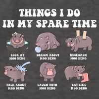 Funny Cute Hippo Moo Deng Things I Do In My Spare Time Meme Vector Backpack