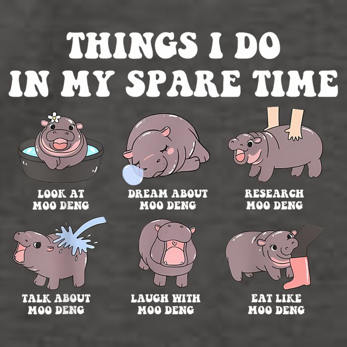 Funny Cute Hippo Moo Deng Things I Do In My Spare Time Meme Vector Backpack
