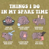 Funny Cute Hippo Moo Deng Things I Do In My Spare Time Meme Garment-Dyed Women's Muscle Tee