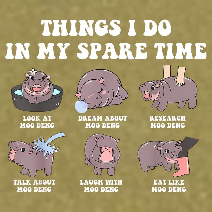 Funny Cute Hippo Moo Deng Things I Do In My Spare Time Meme Garment-Dyed Women's Muscle Tee
