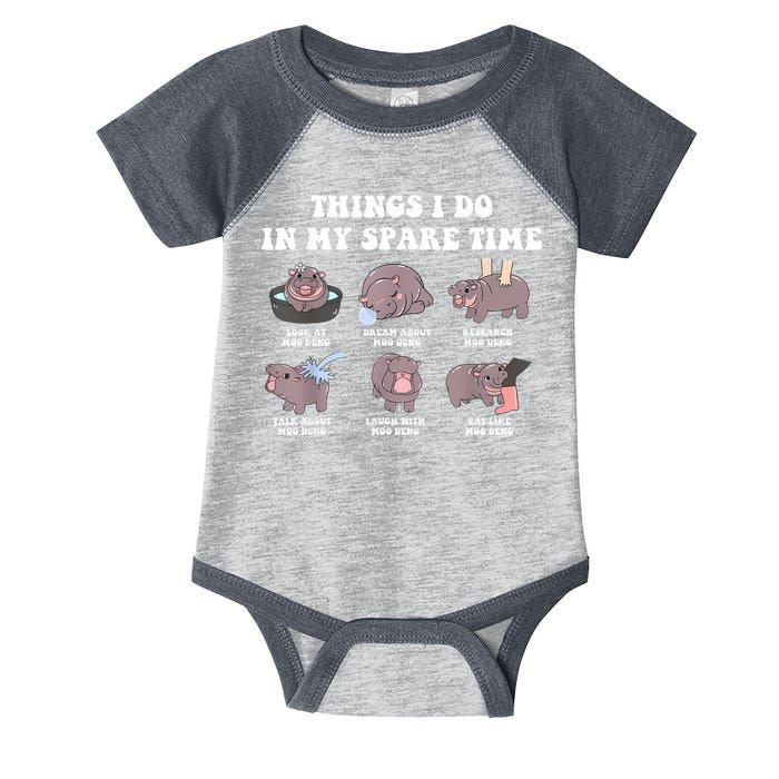 Funny Cute Hippo Moo Deng Things I Do In My Spare Time Meme Infant Baby Jersey Bodysuit