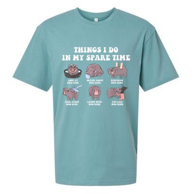 Funny Cute Hippo Moo Deng Things I Do In My Spare Time Meme Sueded Cloud Jersey T-Shirt