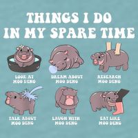 Funny Cute Hippo Moo Deng Things I Do In My Spare Time Meme Sueded Cloud Jersey T-Shirt