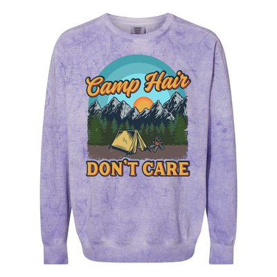 Funny Camp Hair Don't Care Colorblast Crewneck Sweatshirt