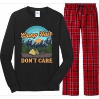 Funny Camp Hair Don't Care Long Sleeve Pajama Set