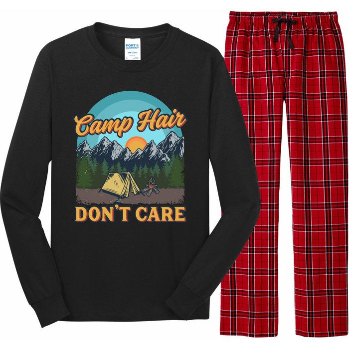 Funny Camp Hair Don't Care Long Sleeve Pajama Set