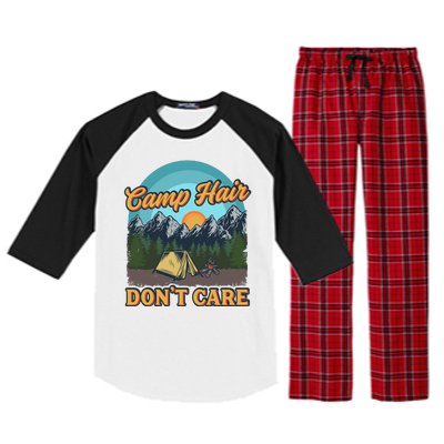 Funny Camp Hair Don't Care Raglan Sleeve Pajama Set