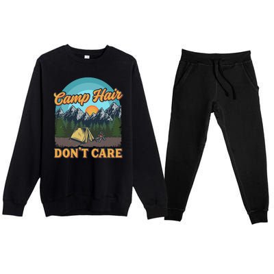 Funny Camp Hair Don't Care Premium Crewneck Sweatsuit Set