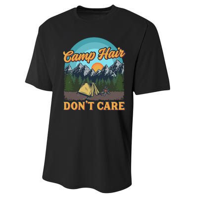 Funny Camp Hair Don't Care Performance Sprint T-Shirt