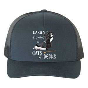 Funny Cat Halloween Tee Easily Distracted By Cats And Books Gift Yupoong Adult 5-Panel Trucker Hat