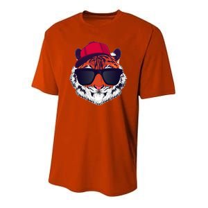 Funny Cool Hipster Tiger Sunglass Youth Performance Sprint T-Shirt