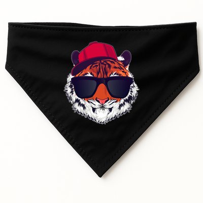 Funny Cool Hipster Tiger Sunglass USA-Made Doggie Bandana