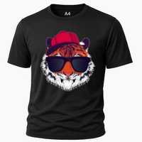 Funny Cool Hipster Tiger Sunglass Cooling Performance Crew T-Shirt