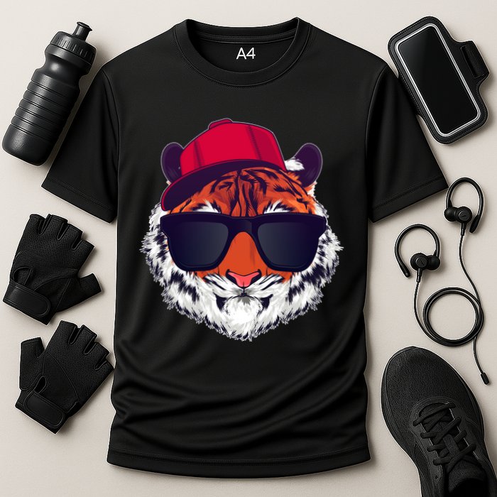 Funny Cool Hipster Tiger Sunglass Cooling Performance Crew T-Shirt