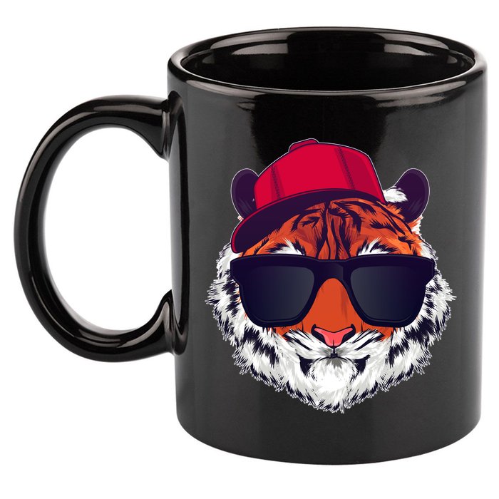 Funny Cool Hipster Tiger Sunglass 11oz C Handle Ceramic Mug