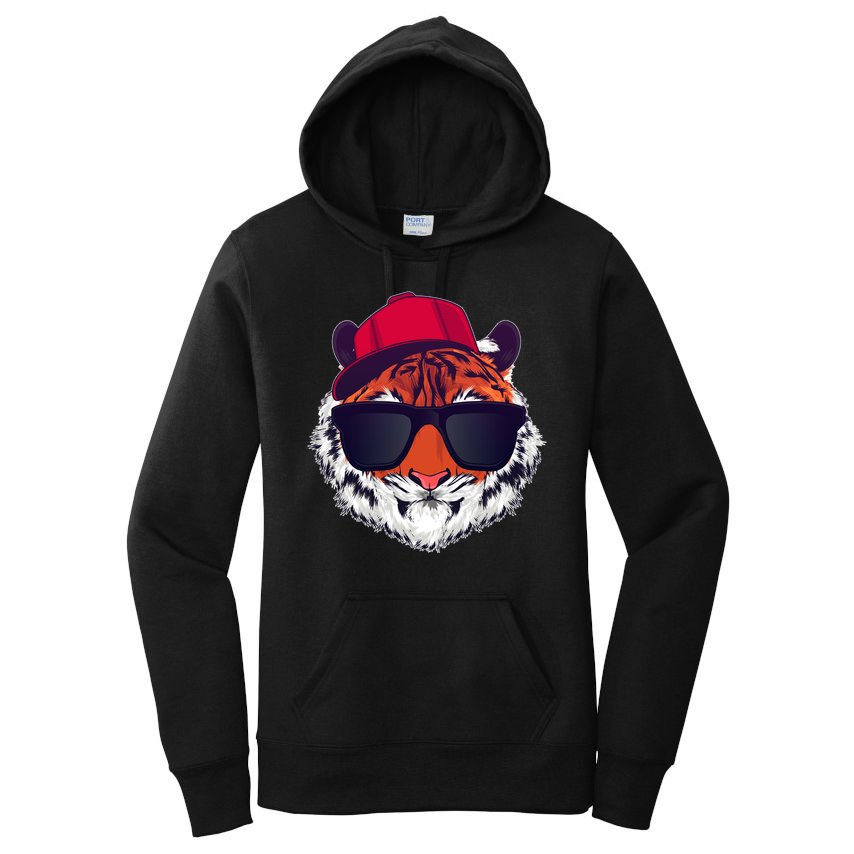 Funny Cool Hipster Tiger Sunglass Women's Pullover Hoodie
