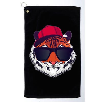 Funny Cool Hipster Tiger Sunglass Platinum Collection Golf Towel