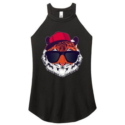 Funny Cool Hipster Tiger Sunglass Women's Perfect Tri Rocker Tank