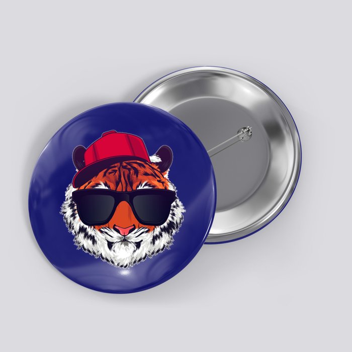 Funny Cool Hipster Tiger Sunglass Button