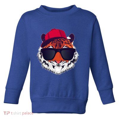Funny Cool Hipster Tiger Sunglass Toddler Sweatshirt