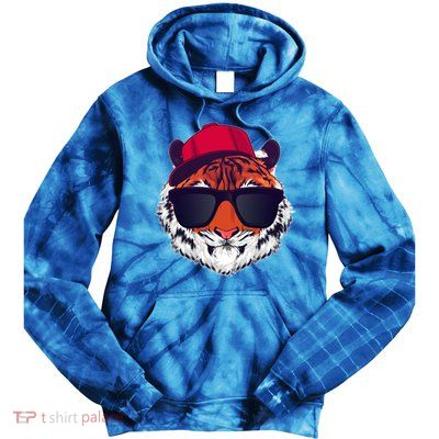 Funny Cool Hipster Tiger Sunglass Tie Dye Hoodie