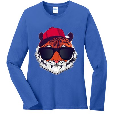 Funny Cool Hipster Tiger Sunglass Ladies Long Sleeve Shirt
