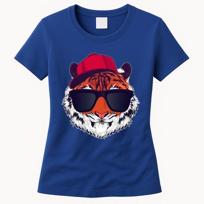 Funny Cool Hipster Tiger Sunglass Womens T-Shirt