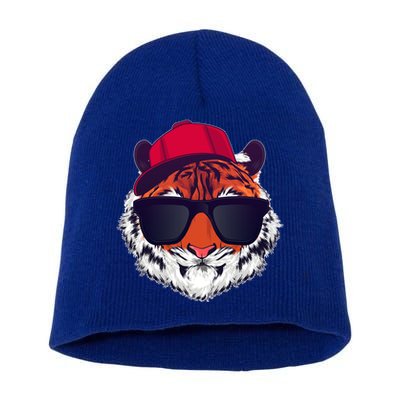 Funny Cool Hipster Tiger Sunglass Short Acrylic Beanie