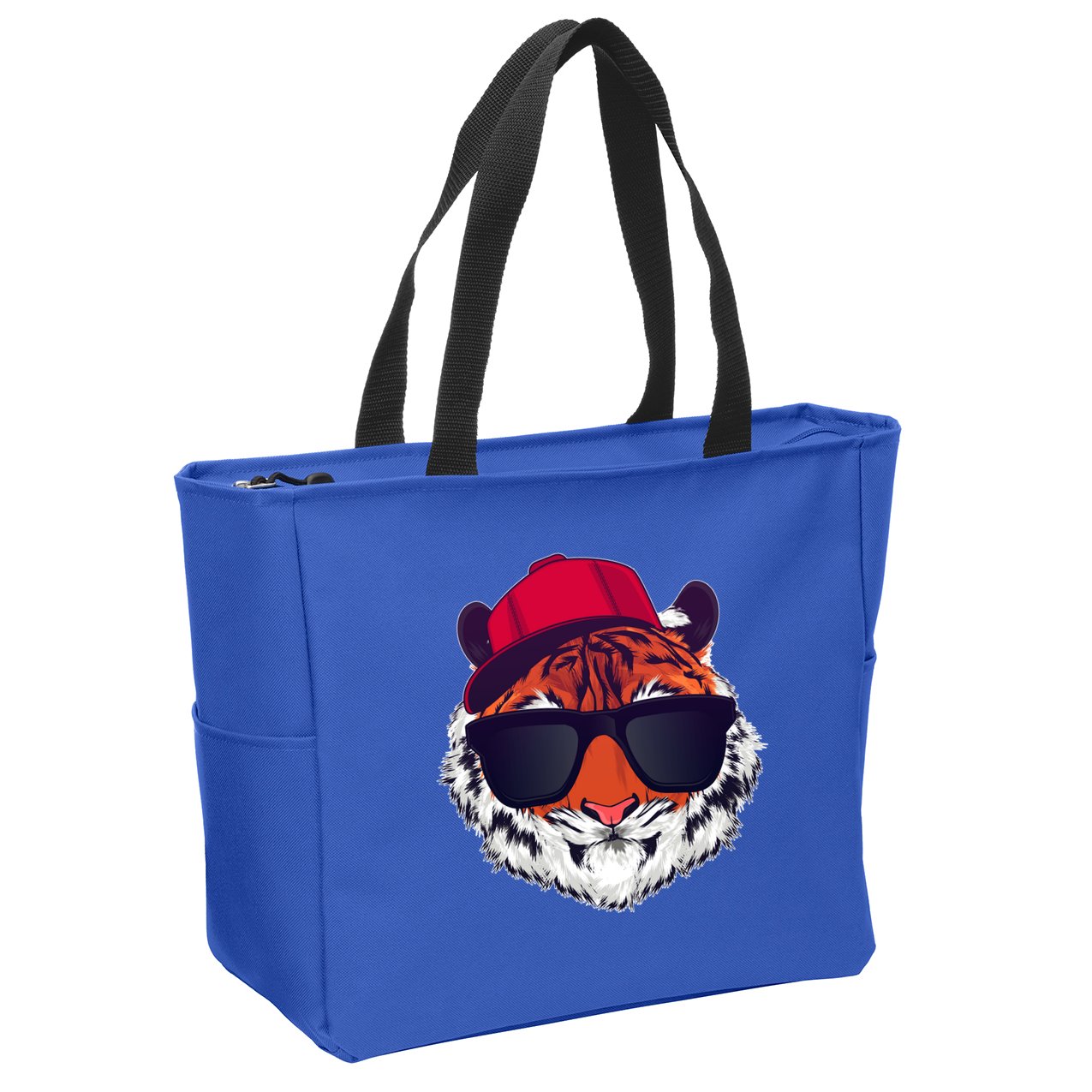 Funny Cool Hipster Tiger Sunglass Zip Tote Bag