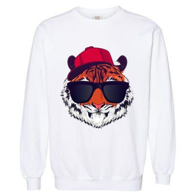 Funny Cool Hipster Tiger Sunglass Garment-Dyed Sweatshirt