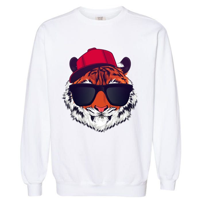 Funny Cool Hipster Tiger Sunglass Garment-Dyed Sweatshirt