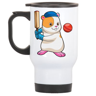 Funny Cute Hamster Cricket Bat Sports Gift Stainless Steel Travel Mug