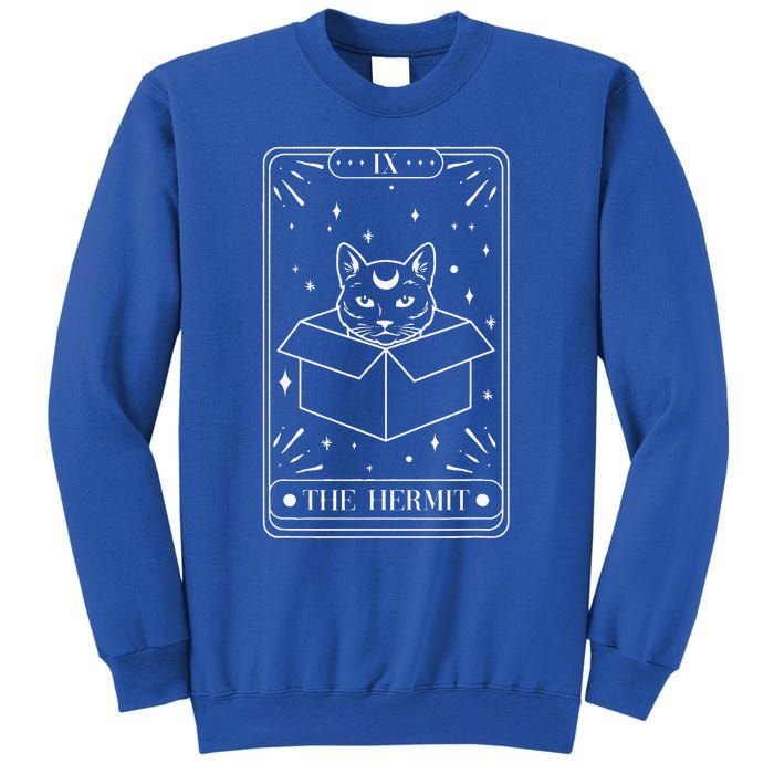 Funny Cat Hermit Tarot Card Witch Astrology Occult Halloween Sweatshirt