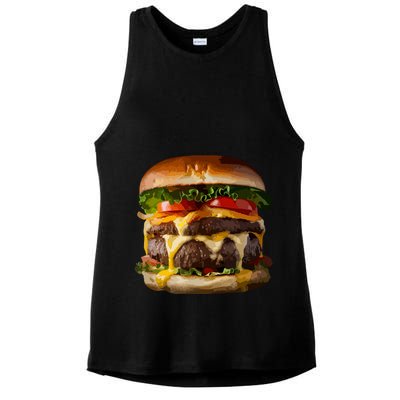 Funny Cheeseburger Hamburger Meet Eater Foodie Design Ladies PosiCharge Tri-Blend Wicking Tank