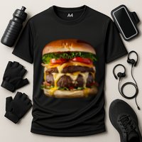 Funny Cheeseburger Hamburger Meet Eater Foodie Design Cooling Performance Crew T-Shirt