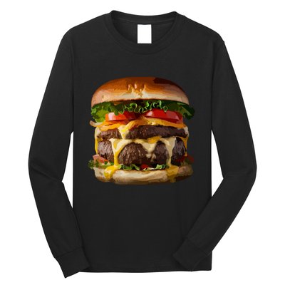 Funny Cheeseburger Hamburger Meet Eater Foodie Design Long Sleeve Shirt