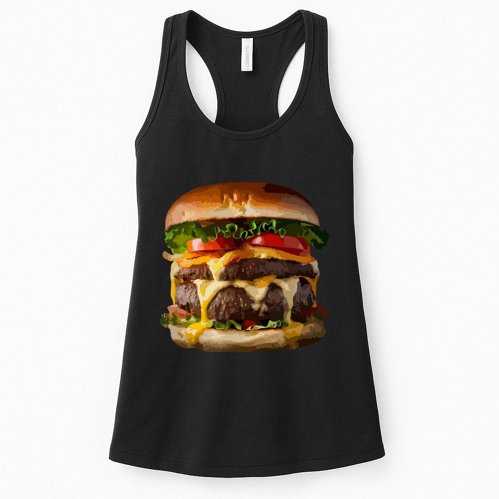 Funny Cheeseburger Hamburger Meet Eater Foodie Design Womens Tank Top