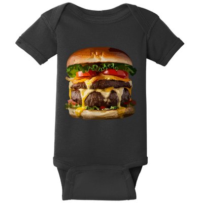 Funny Cheeseburger Hamburger Meet Eater Foodie Design Baby Bodysuit