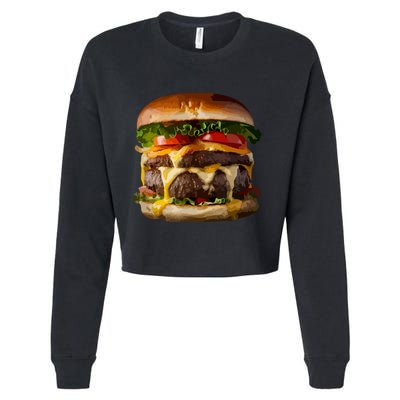 Funny Cheeseburger Hamburger Meet Eater Foodie Design Cropped Pullover Crew