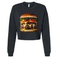 Funny Cheeseburger Hamburger Meet Eater Foodie Design Cropped Pullover Crew